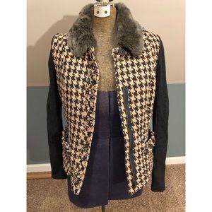 CAbi sweater jacket size 4 houndstooth